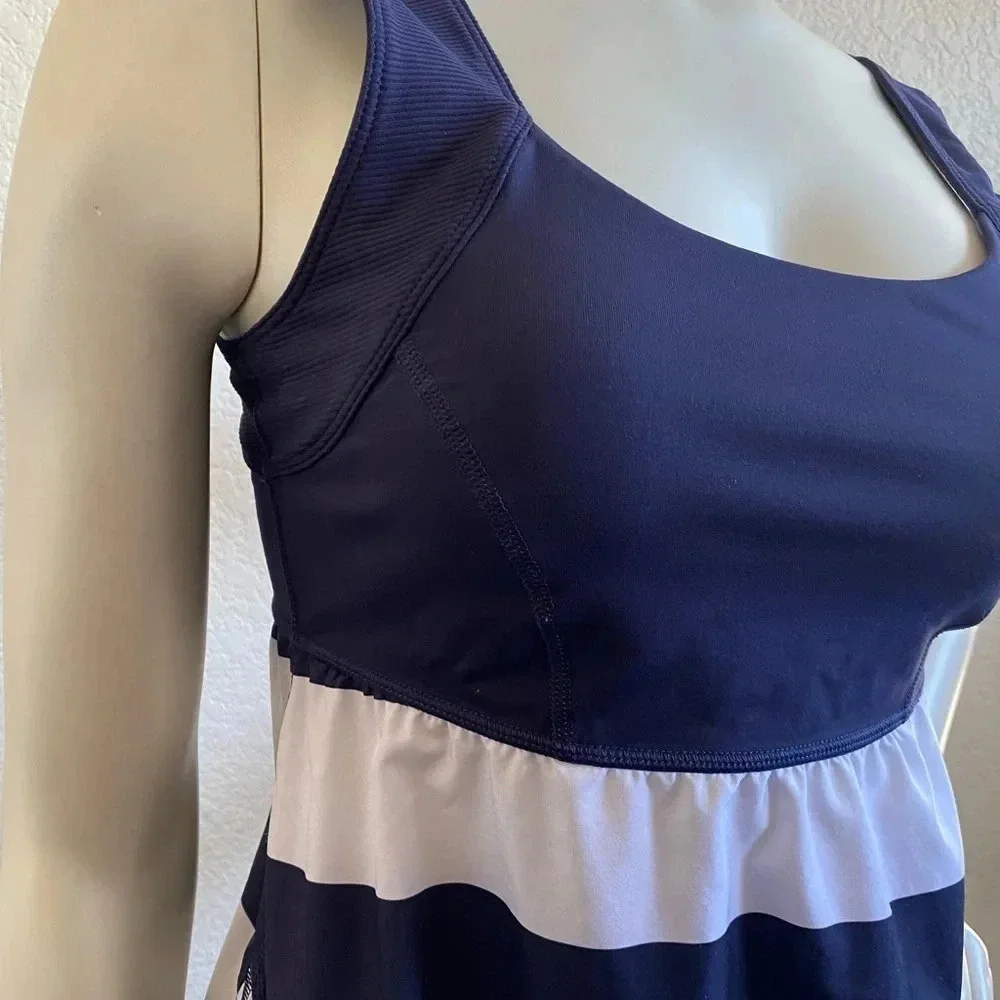 ❤️ Lululemon Run Chase Me Tank Stripe White Indigo Womens 6